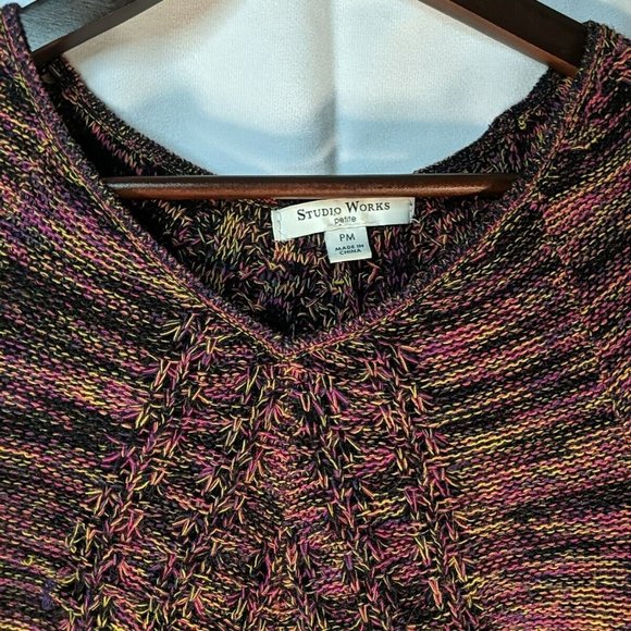 Studio Works Petite Knit Sweater 3/4 Sleeves Multicolor Womens PM M Medium - Picture 2 of 12